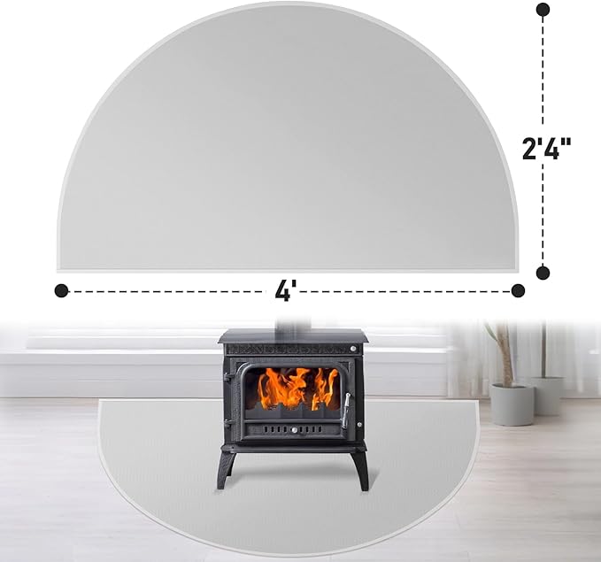 Fireplace Mats Fireproof, 2'4'' x4' x 0.04'' Fire Retardant Rugs for Fireplace, Wood Stove Hearth Pads for Fireplace Indoor, Fireplace Rug Protects Floors Carpets from Sparks Embers, Grey