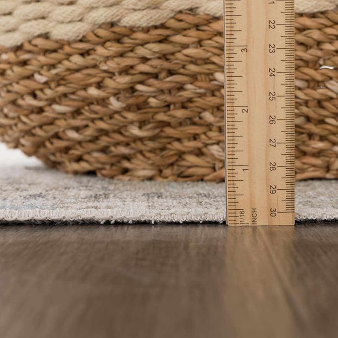Hauteloom Caylin Bohemian Vintage Medallion Area Rug - Farmhouse Oriental Carpet for Living Room, Bedroom - Machine Washable- Cream, Dark Brown, Peach - 5' x 7'6"