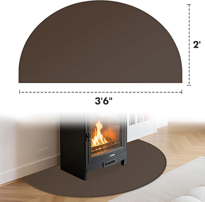 Hearth Rugs for Fireplaces Fire Resistant, 42 x 24 inch Fireproof Fireplace Mat Hearth Rug, Hearth Pads for Wood Stove Fireplace Indoor Outdoor, Protect Floors Carpets from Sparks Embers-Brown, 1mm