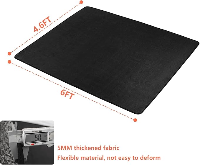 4.6Ft x 6Ft Drum Pad Drum Mat Drum Carpet, Tightly Woven Fabric with Non-Slip Grip Bottom, Black