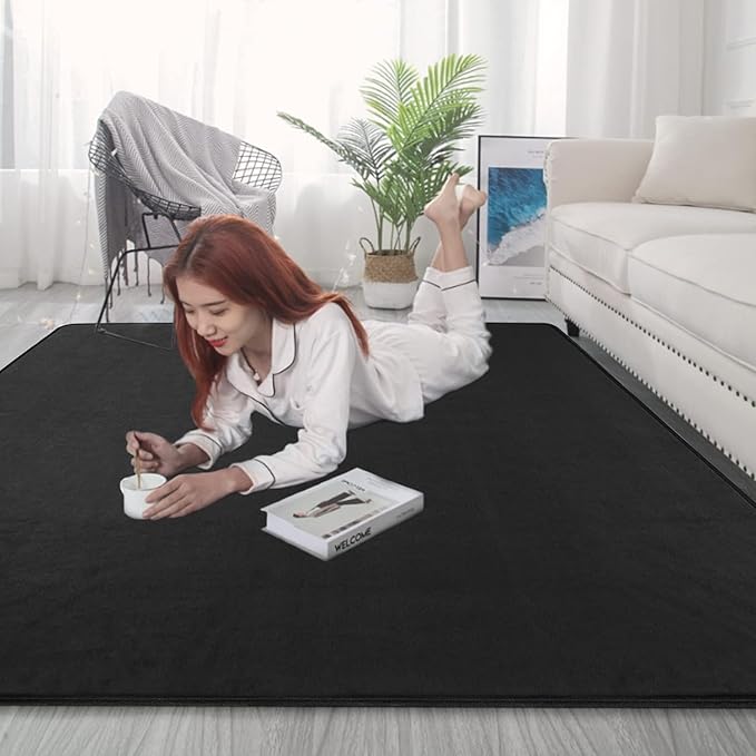 4.6Ft x 6Ft Drum Pad Drum Mat Drum Carpet, Tightly Woven Fabric with Non-Slip Grip Bottom, Black