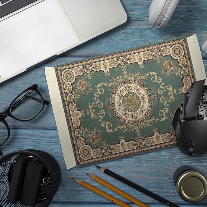 Persian Carpet Style Mouse Pad Oriental Vintage Bohemian Rug Desk Pad Miniature Mouse Mat Coaster Table Décor for Office Home (Color_50)