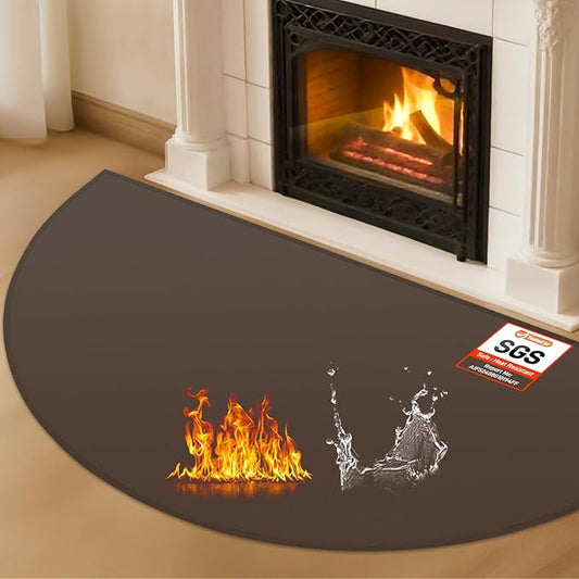 Hearth Rugs for Fireplaces Fire Resistant, 42 x 24 inch Fireproof Fireplace Mat Hearth Rug, Hearth Pads for Wood Stove Fireplace Indoor Outdoor, Protect Floors Carpets from Sparks Embers-Brown, 1mm