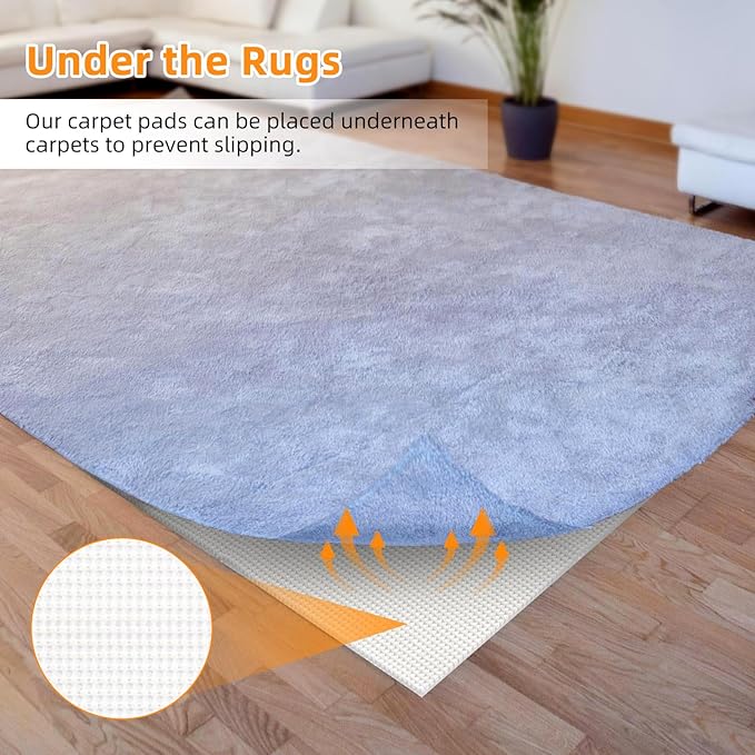 Non Slip Rug Pads Premium PVC Prevents Carpet Slippage Large Size Rug pad Easy Cut-to-Size Perfectly Fits Wood Floors Ceramic Tiles and Smooth Surfaces (5'×7')