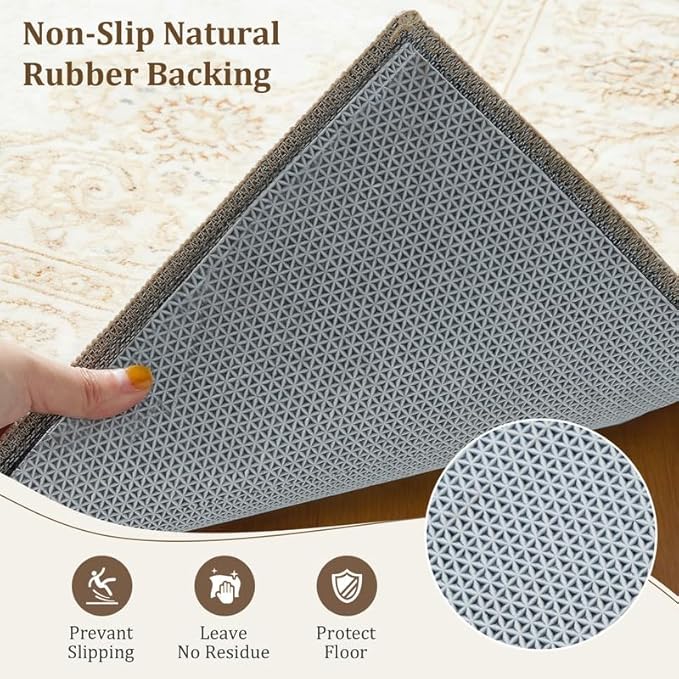 3x2 Ft Non Slip Rug Pad, Dual Surface Felt and Rubber Gripper Backing, 1/4 inch Thick Carpet Liner for Hardwood Floors, Under Area Rug Protective Cushioned Pads, Keep Rugs Safe and in Place