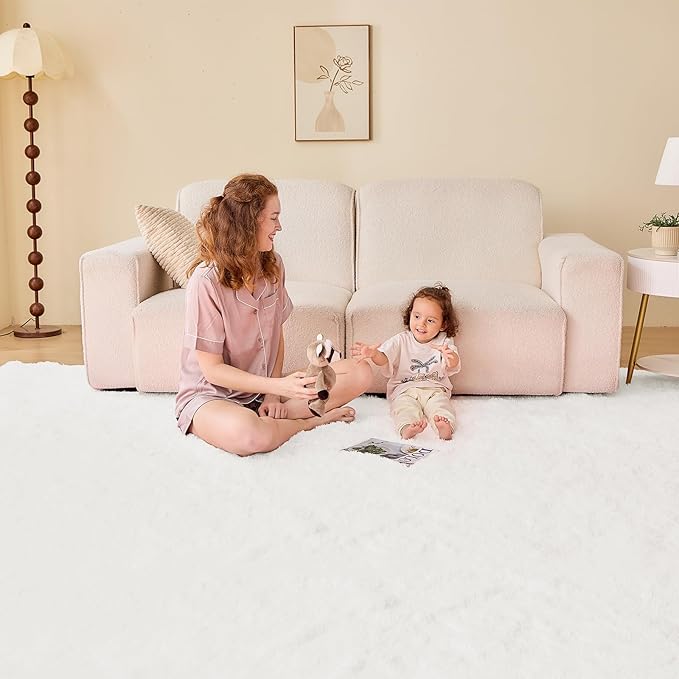 OPPODREAM 4x6 White Rugs for Bedroom, Ultra-Soft Fluffy Area Rugs for Living Room, 4 x 6 Shag Carpet for Nursery, Kids, Girl, Boy, Baby, Plush, Fuzzy, Shaggy, Cute Home Decor