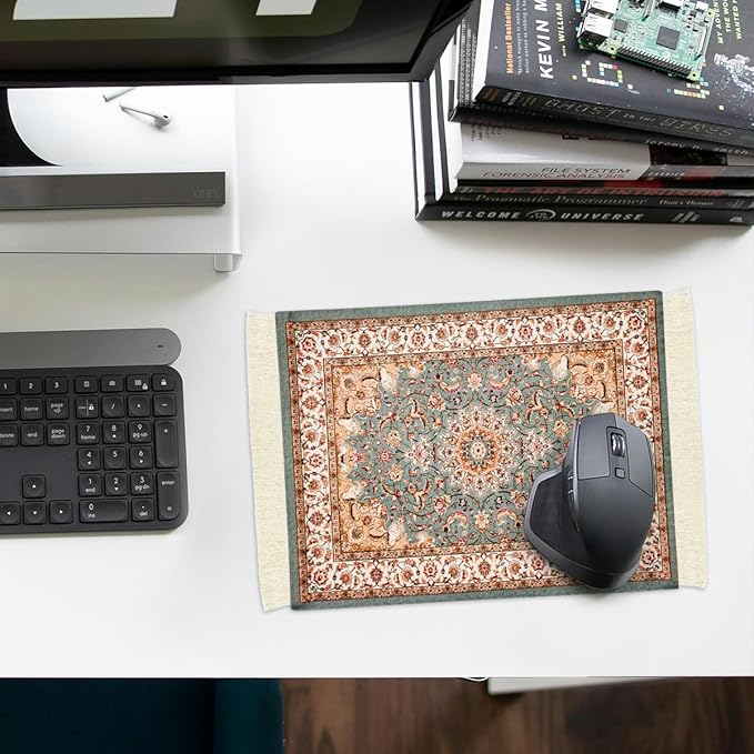 Persian Carpet Style Mouse Pad Oriental Vintage Bohemian Rug Desk Pad Miniature Mouse Mat Coaster Table Décor for Office Home