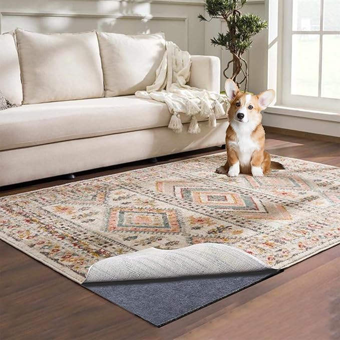 Waterproof Rug Pad, 4x6 ft Area Rug Non-Slip Carpet Pad, 1/4" Thick Non-Slip Rug Pads for All Floors and Finishes, Felt Pad for Hardwood Floors, Keeps Carpets in Place Soft and Safe