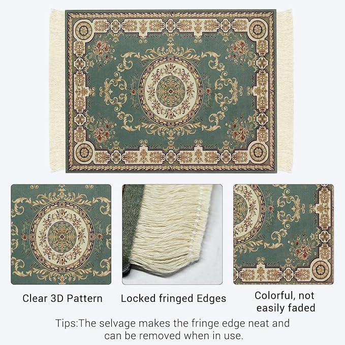 Persian Carpet Style Mouse Pad Oriental Vintage Bohemian Rug Desk Pad Miniature Mouse Mat Coaster Table Décor for Office Home (Color_50)