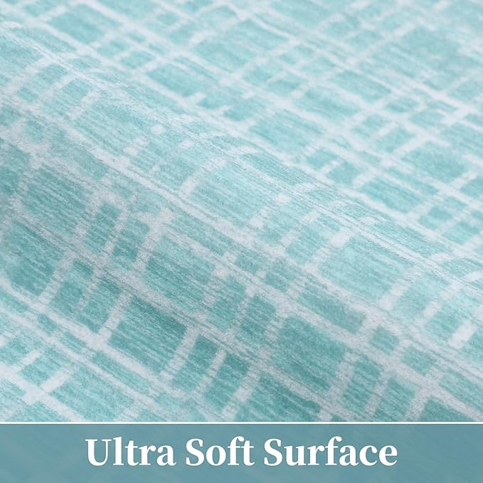 Washable Area Rug 6x9 Rug for Living Room Modern Green Bedroom Rug Farmhouse Large Area Rug Non Slip Throw Rugs Soft Faux Wool Low Pile Stain Resistant Carpet for Classroom 6'x9' Mint Green