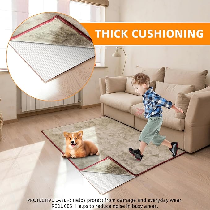 Non Slip Rug Pads Premium PVC Prevents Carpet Slippage Large Size Rug pad Easy Cut-to-Size Perfectly Fits Wood Floors Ceramic Tiles and Smooth Surfaces (4'×6')