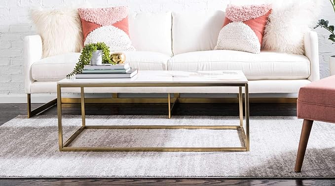Unique Loom Del Mar Collection Area Rug - Lucille (7' 1" x 10' Rectangle, Gray/ Ivory)