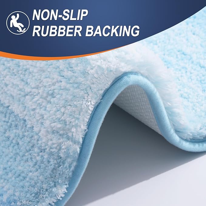 OLANLY Bathroom Rugs Mat 34x21, Extra Soft Absorbent Microfiber Bath Rugs, Rubber Backing, Quick Dry, Machine Washable Bath Mats for Bathroom Floor, Tub and Shower, Home Decor Accessories, Sky Blue