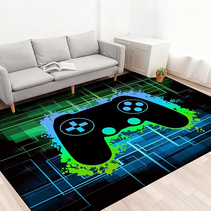 Gamer Rug for Boys Room - Video Game Rugs for Kids Bedroom Gaming Rugs for Gaming Room Gamer Decor for Boys Room Game Carpet for Playrooms,3'×4'