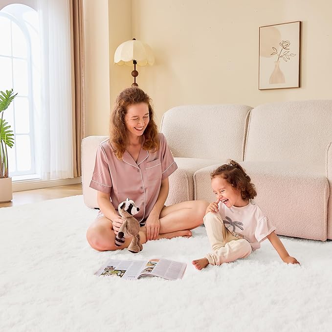 OPPODREAM 4x6 White Rugs for Bedroom, Ultra-Soft Fluffy Area Rugs for Living Room, 4 x 6 Shag Carpet for Nursery, Kids, Girl, Boy, Baby, Plush, Fuzzy, Shaggy, Cute Home Decor