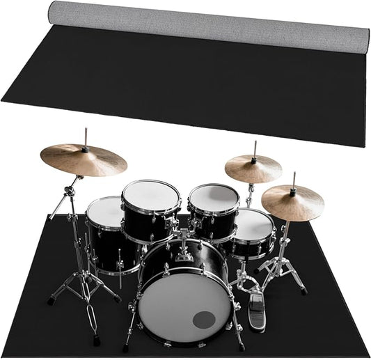 Drum Rug, 4.6Ft x 5.9Ft Drum Mat Drum Carpet with Soundproof TPR Grip Bottom Music Rug for Drummers, Black