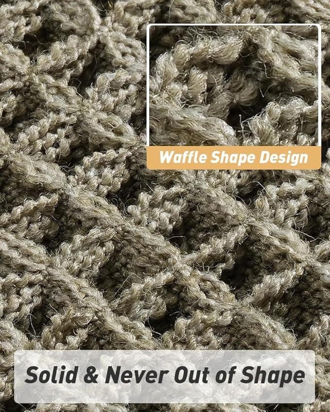 AMOAMI Upgraded Waffle Runner Rug, Super Absorbent Non Slip Bath Mats for Bathroom Floor, Washable Bathroom Runner Rug with Tassels, Ideal for Hallway Bedroom Laundry Room, Green, 2'x 4'(24" x 48")