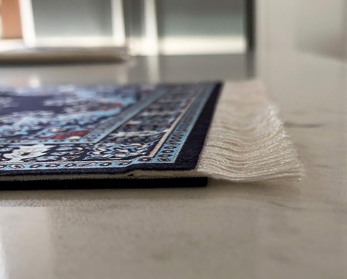 3-Piece Carpet-Style Desk Set – Navy Mouse Pad, Mini Rug Coaster & Bookmark, Colorful Elegant Office Accessories, Novelty Gift