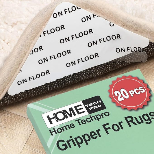 Home Techpro 20PCS Gripper for Rug for Hardwood Floors, Under Rug Carpet Tape for Area Rugs Hardwood Floor No Damage, Non Slip Rug Pads Grippers