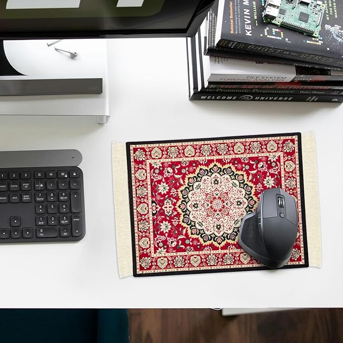 Persian Carpet Style Mouse Pad Oriental Vintage Bohemian Rug Desk Pad Miniature Mouse Mat Coaster Table Décor for Office Home