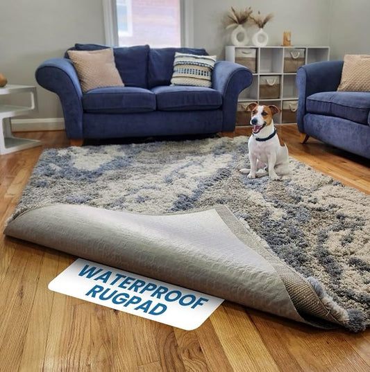 Waterproof Rug Pad, 3x5 ft (1/8" Thin) – Non-Slip Gripper for Carpet & Hardwood Floors – Washable, Pet-Friendly, Protects Floors from Spills, Scratches & Accidents