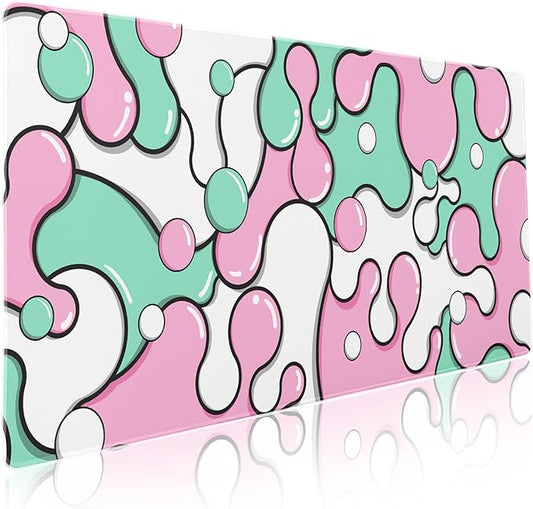 aportt Pink Green Mouse Pad Anime Cool Geometric Japanese Extended Desk Mat 90X40 CM Non-Slip Rubber Base Stitched Edge Large XXL Mousepad for Gaming Laptop Computer Desktop 35.4×15.7 Inch
