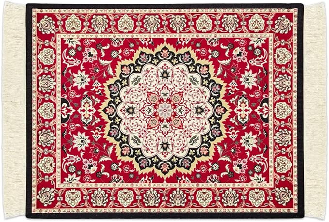 Persian Carpet Style Mouse Pad Oriental Vintage Bohemian Rug Desk Pad Miniature Mouse Mat Coaster Table Décor for Office Home