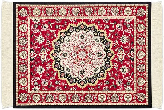 Persian Carpet Style Mouse Pad Oriental Vintage Bohemian Rug Desk Pad Miniature Mouse Mat Coaster Table Décor for Office Home
