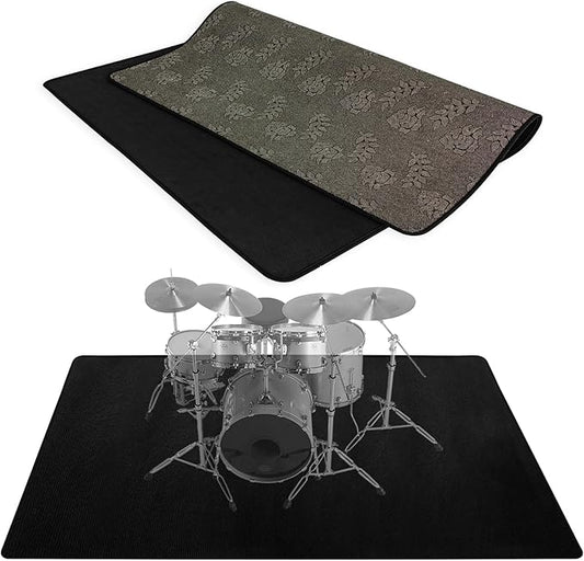 Drum Mat, 4Ft x 5.3Ft Drum Carpet Drum Rug Drum Pad Tightly Woven Fabric with Non-Slip Grip Bottom, Black