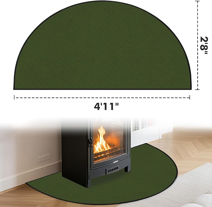 Hearth Rugs for Fireplaces Fire Resistant, 59 x 32 inch Fireproof Fireplace Mat Hearth Rug, Hearth Pads for Wood Stove Fireplace Indoor Outdoor, Protect Floors Carpets from Sparks Embers-Green, 1mm