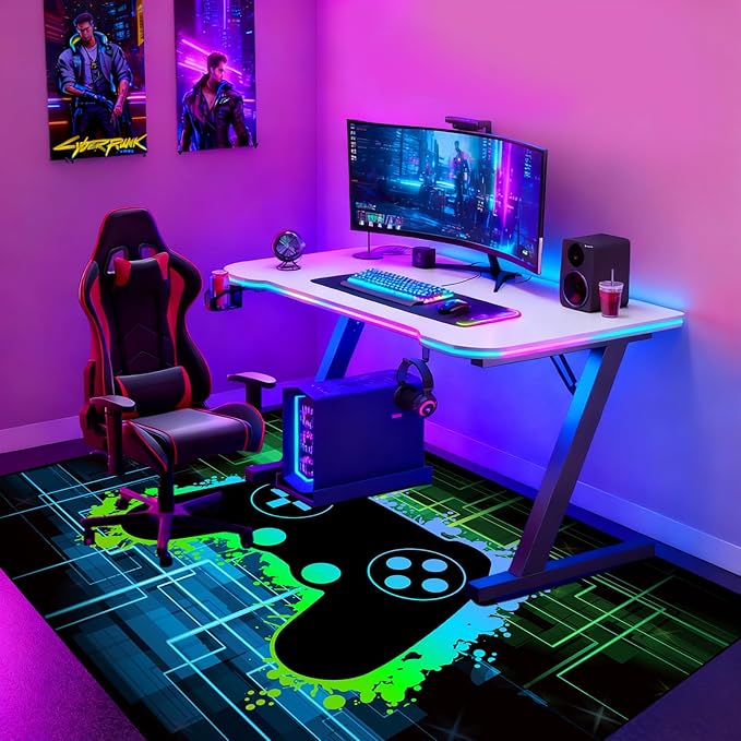 Gamer Rug for Boys Room - Video Game Rugs for Kids Bedroom Gaming Rugs for Gaming Room Gamer Decor for Boys Room Game Carpet for Playrooms,4'5''×6'