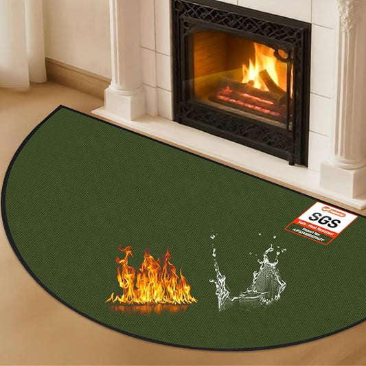 Hearth Rugs for Fireplaces Fire Resistant, 59 x 32 inch Fireproof Fireplace Mat Hearth Rug, Hearth Pads for Wood Stove Fireplace Indoor Outdoor, Protect Floors Carpets from Sparks Embers-Green, 1mm