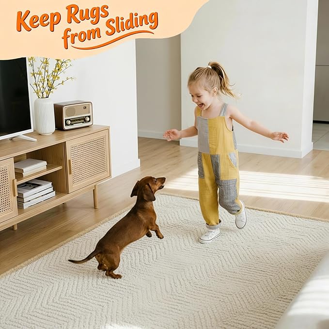Songrey Rug Tape Rug Corner Grippers 12PCS, Reusable Double-Sided Carpet Tape to Hold Area Rugs Down, Non Slip Rug Pads Gripper for Hardwood Floors No Damage