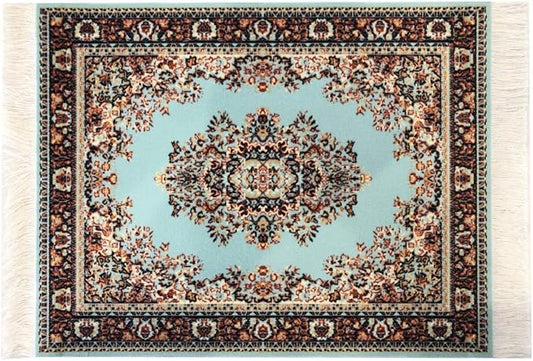 Inusitus Boho Rug Mousepad – Small Carpet Desk Mat with Fringed Edge, Non-Slip Base, Vintage Oriental Design for Home Office & Creative Spaces