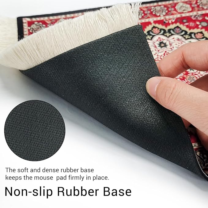 Persian Carpet Style Mouse Pad Oriental Vintage Bohemian Rug Desk Pad Miniature Mouse Mat Coaster Table Décor for Office Home