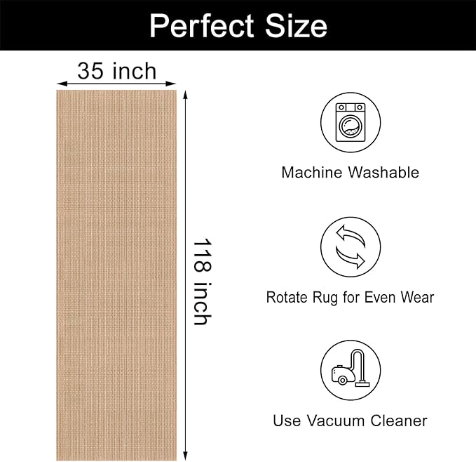 Hallway Runner Rug Braided Rugs 3'x10' Beige Long Cotton Washable Rug Runner for Kitchen/Doorway/Bedroom/Bathroom/Living Room/Laundry/Indoor Outdoor Farmhouse Rugs