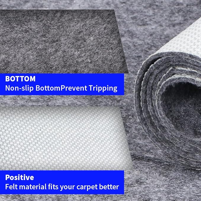 Waterproof Non-Slip 1/5” Thick 6x9 ft Rug Pad for Large Area Rugs Durable Felt Floor Protection pad for All Floors, Suitable for Cutting. Rug Pads Keep Rugs in Place and Provide Cushioning