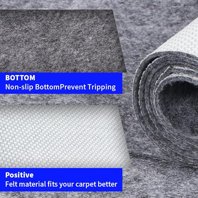 Waterproof Non-Slip 1/5” Thick 3x5 ft Rug Pad for Large Area Rugs Durable Felt Floor Protection pad for All Floors, Suitable for Cutting. Rug Pads Keep Rugs in Place and Provide Cushioning