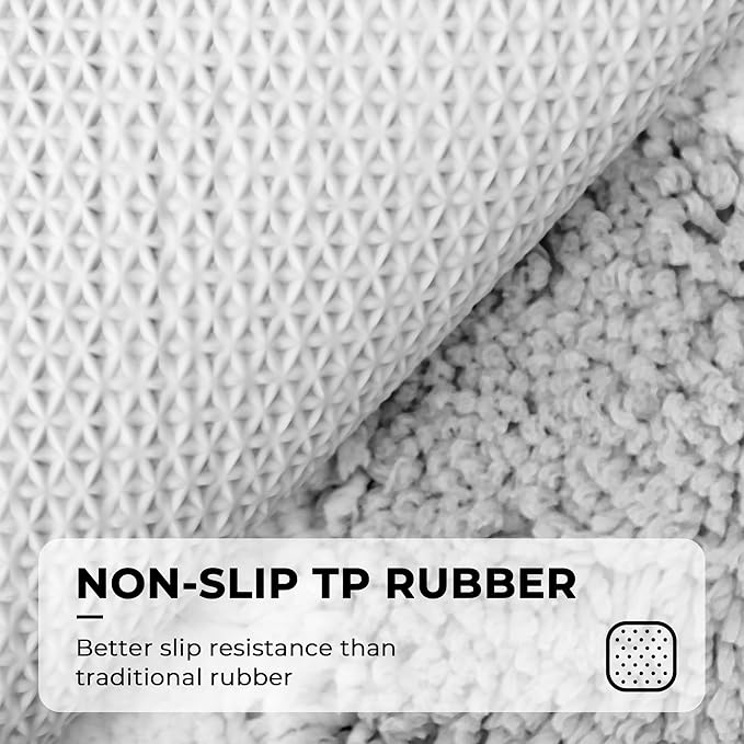 GRANNY SAYS Checkered Grey Bathroom Rugs, 24" x 16", Non-Slip Bath Mats for Bathroom, Plush Shag Absorbent Microfiber Ultra Soft Bath Mat, Cute Washable Rug for Tub, Shower, Bedroom