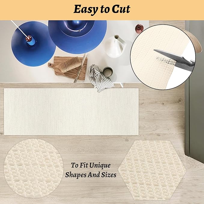 8 x10 Ft Non Slip Rug Pad Gripper for Hardwood Floors White Carpet Padding 8x10 Rug Pad Non Slip for Hardwood Rug Mats for Under Rugs 8x10 Anti Slip Rug Padding, Provide Protection and Cushion