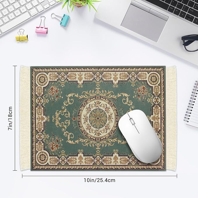 Persian Carpet Style Mouse Pad Oriental Vintage Bohemian Rug Desk Pad Miniature Mouse Mat Coaster Table Décor for Office Home (Color_50)
