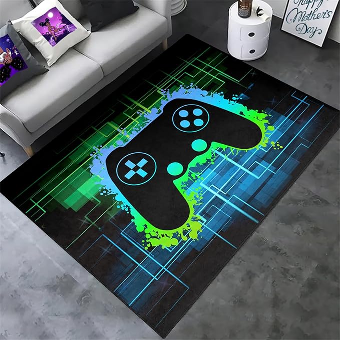 BATATADOCE Video Game Rugs for Kids Bedroom Gamer Rugs for Game Room Gaming Decor for Boys Gamer Area Rug for Playrooms,and Gaming Spaces,2'×3'