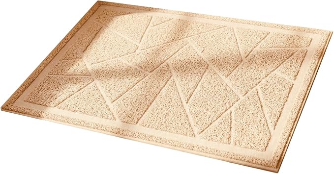 WePet Cat Litter Box Mat, Kitty Premium PVC Pad, Durable Trapping Rug, Phthalate Free, Urine-Resistant, Scatter Control, Mosaic, XXL 47 x 35 Inch, Beige