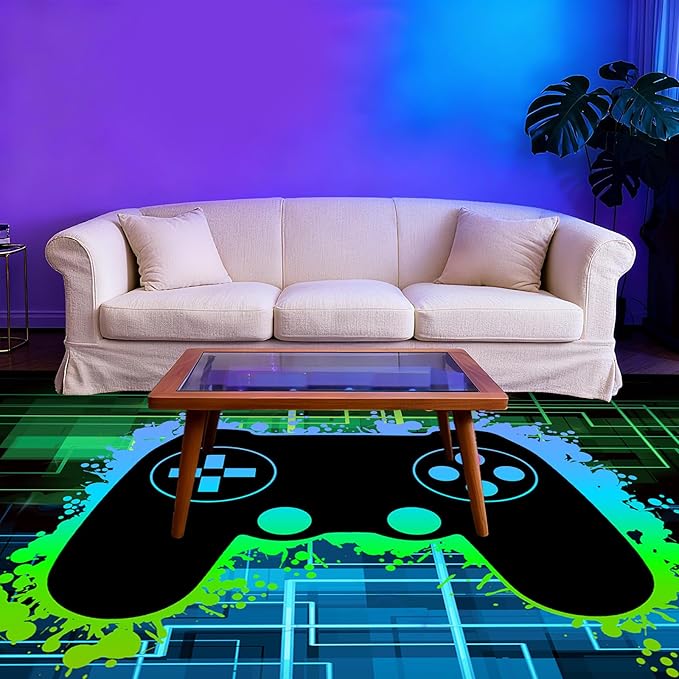 Gamer Rug for Boys Room - Video Game Rugs for Kids Bedroom Gaming Rugs for Gaming Room Gamer Decor for Boys Room Game Carpet for Playrooms,3'×4'