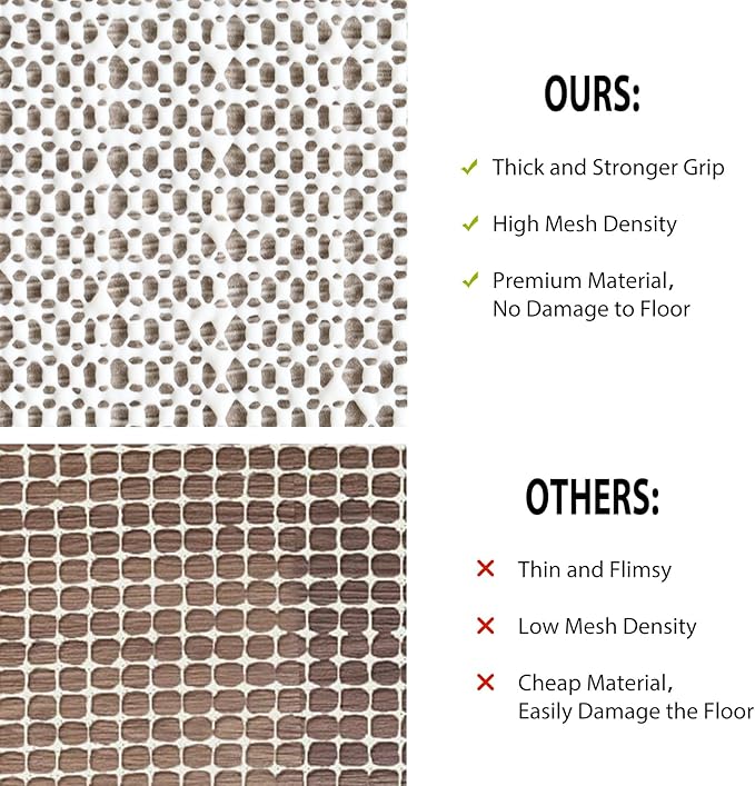 Non Slip Rug Pads for Hardwood Floors, 5x7 Rug Pad Gripper for Area Rugs, Under Carpet Anti Skid Mat, Beige, Keep Your Rugs Safe and in Place