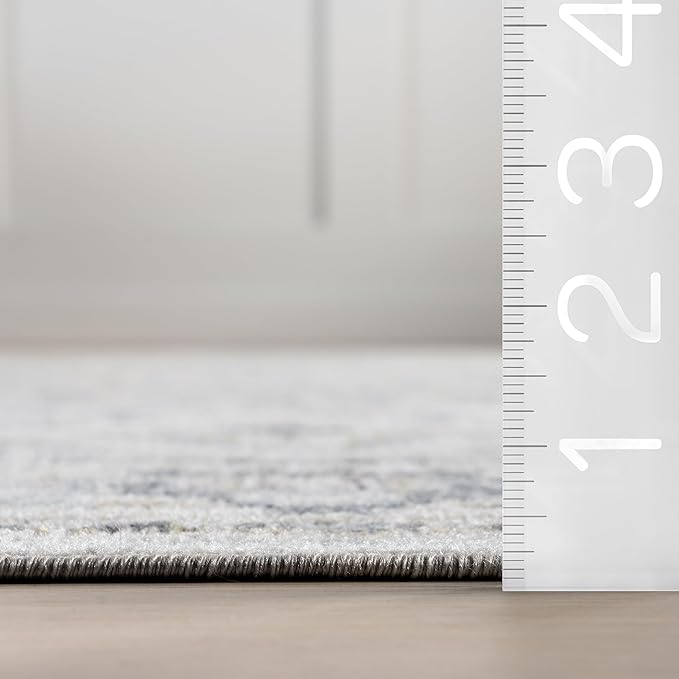 nuLOOM SpinClean Cady Blue/Cream, 5'3" x 7'6", Vintage Oriental, Soft and Cozy, High Traffic, Stain Resistant, Easy Clean, Durable, Machine Washable Runner for Bedroom, Living Room, Dining, Foyer