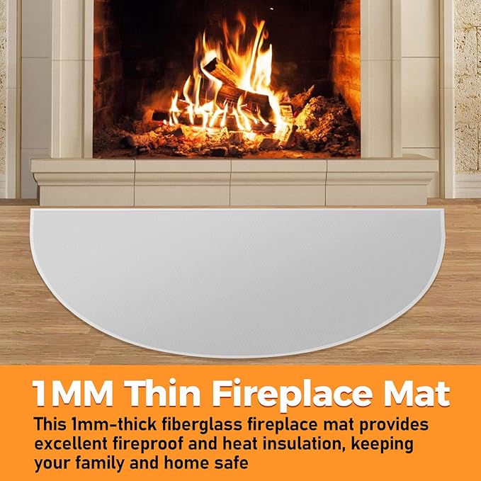 Fireplace Mats Fireproof, 2'4'' x4' x 0.04'' Fire Retardant Rugs for Fireplace, Wood Stove Hearth Pads for Fireplace Indoor, Fireplace Rug Protects Floors Carpets from Sparks Embers, Grey