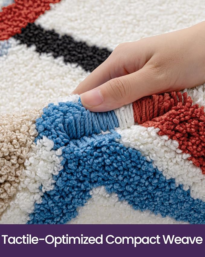 DEXI Striped Bath Mats for Bathroom 43x24, Washable Absorbent Bathroom Rugs with Non Slip Backing, Extra Soft Plush Microfiber Shower Rugs for Tub, Floor, Sink, Colorful