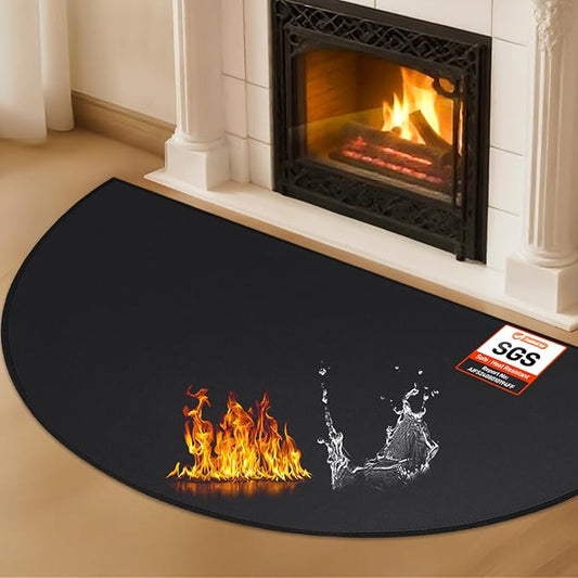 Hearth Rugs for Fireplaces Fire Resistant, 2'7.5" x 3'11.2" Fireproof Fireplace Mat Hearth Rug, Hearth Pads for Wood Stove Fireplace Indoor Outdoor, Protect Floors Carpets from Sparks Embers, Black