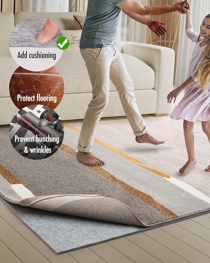 Resare Non Slip Rug Pad Gripper - 4x6 Feet 1/8" Extra Thick Felt Under Rug for Area Rugs and Hardwood Floors,Super Cushioned Non Skid Carpet Padding
